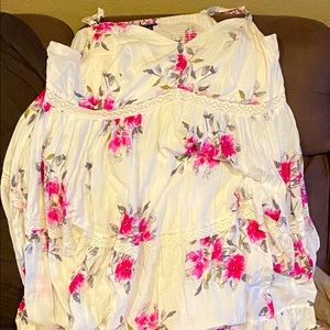 Torrid floral on white dress, with spagetti straps